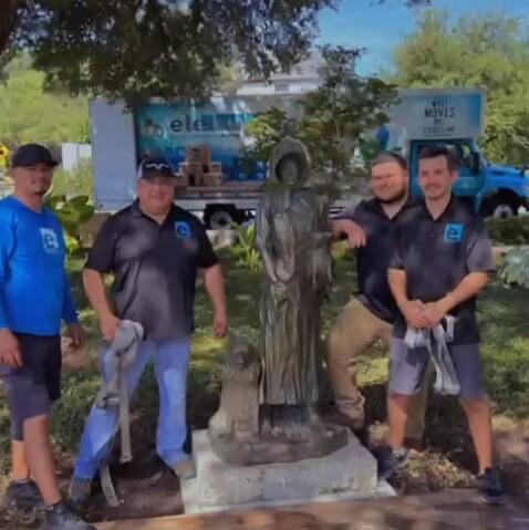 Element Movers relocate donated statue to Barns Park