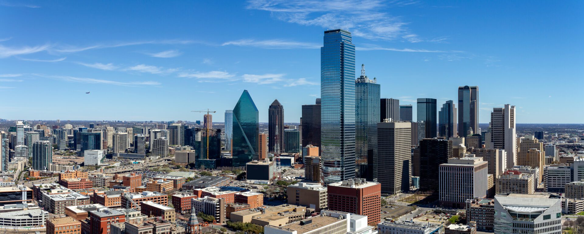 Dallas Texas city landscape on sunny day
